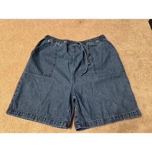 Vintage 90’s Classic KT Pull on Tie Waist Denim Shorts‎ High Waisted L